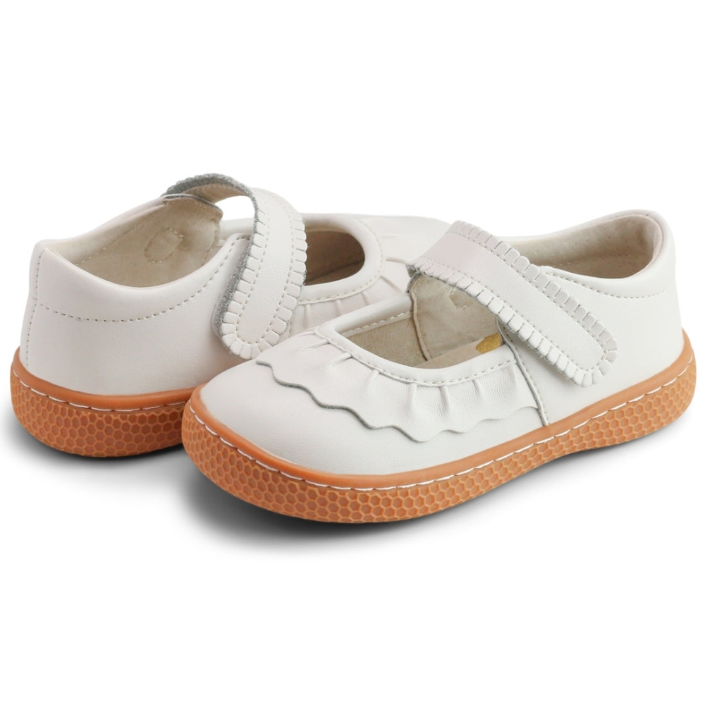 Livie & Luca Girls Ruche Classic Mary Jane Pearl White Leather Shoes Size 12 NEW